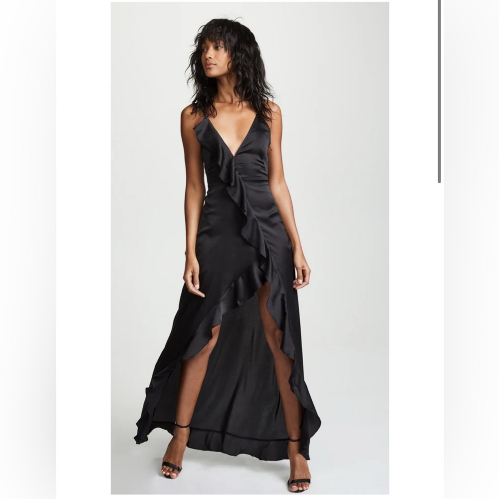 For Love and Lemons Isabella Ruffled Maxi Black Sz Small